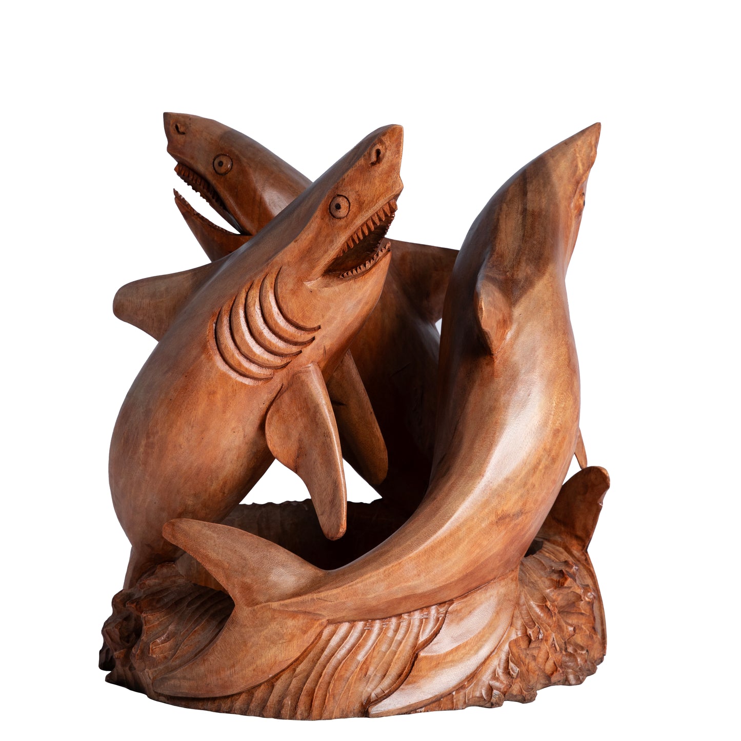 Handcrafted Decorative Wood Table with Shark Sculpture Design | Code 70