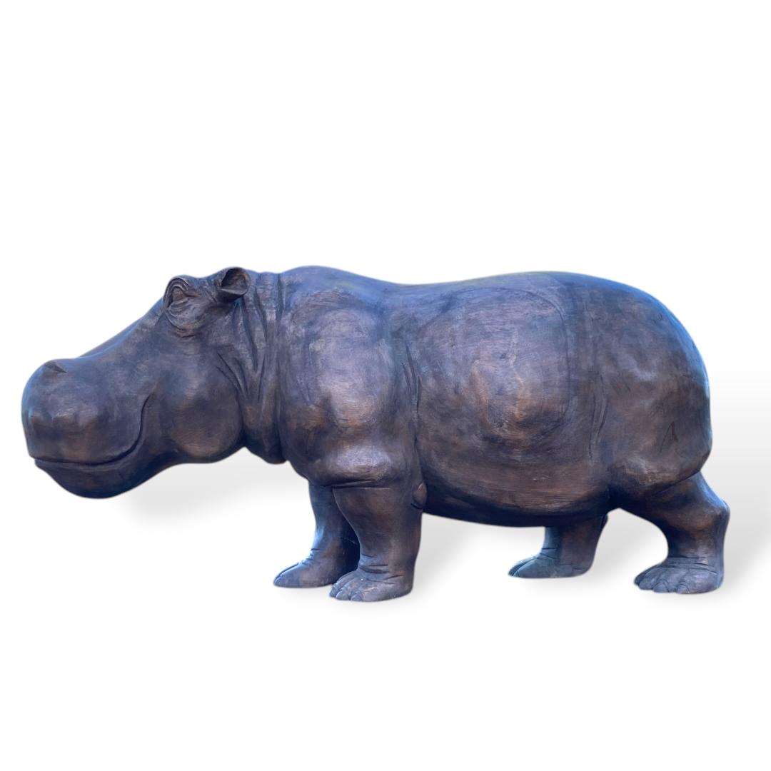 Hand-Carved Wooden Hippo Sculpture – “Timeless Charm” | Code 145