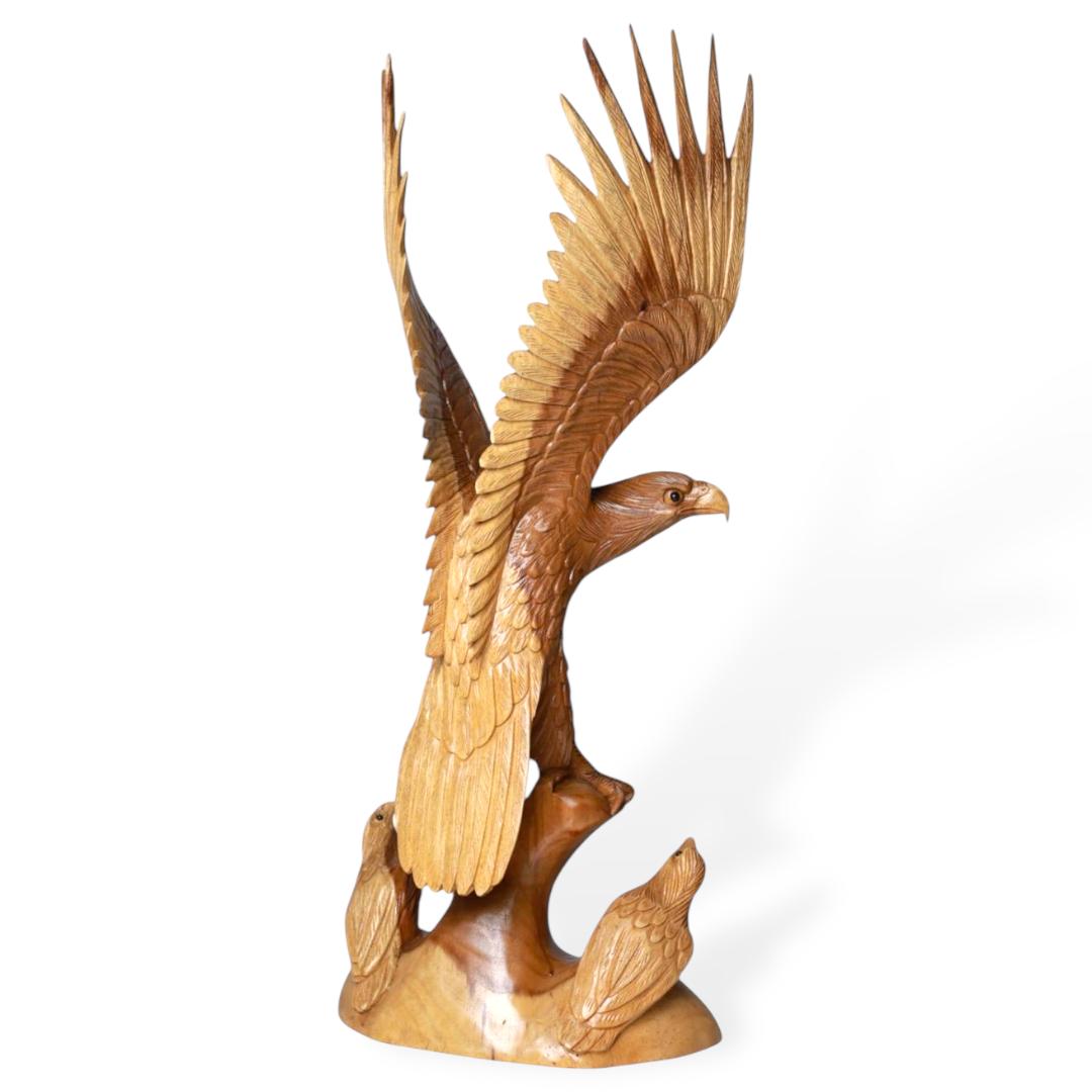 Hand-Carved Wooden Eagle Sculpture – “Wings of Majesty” | Code 140