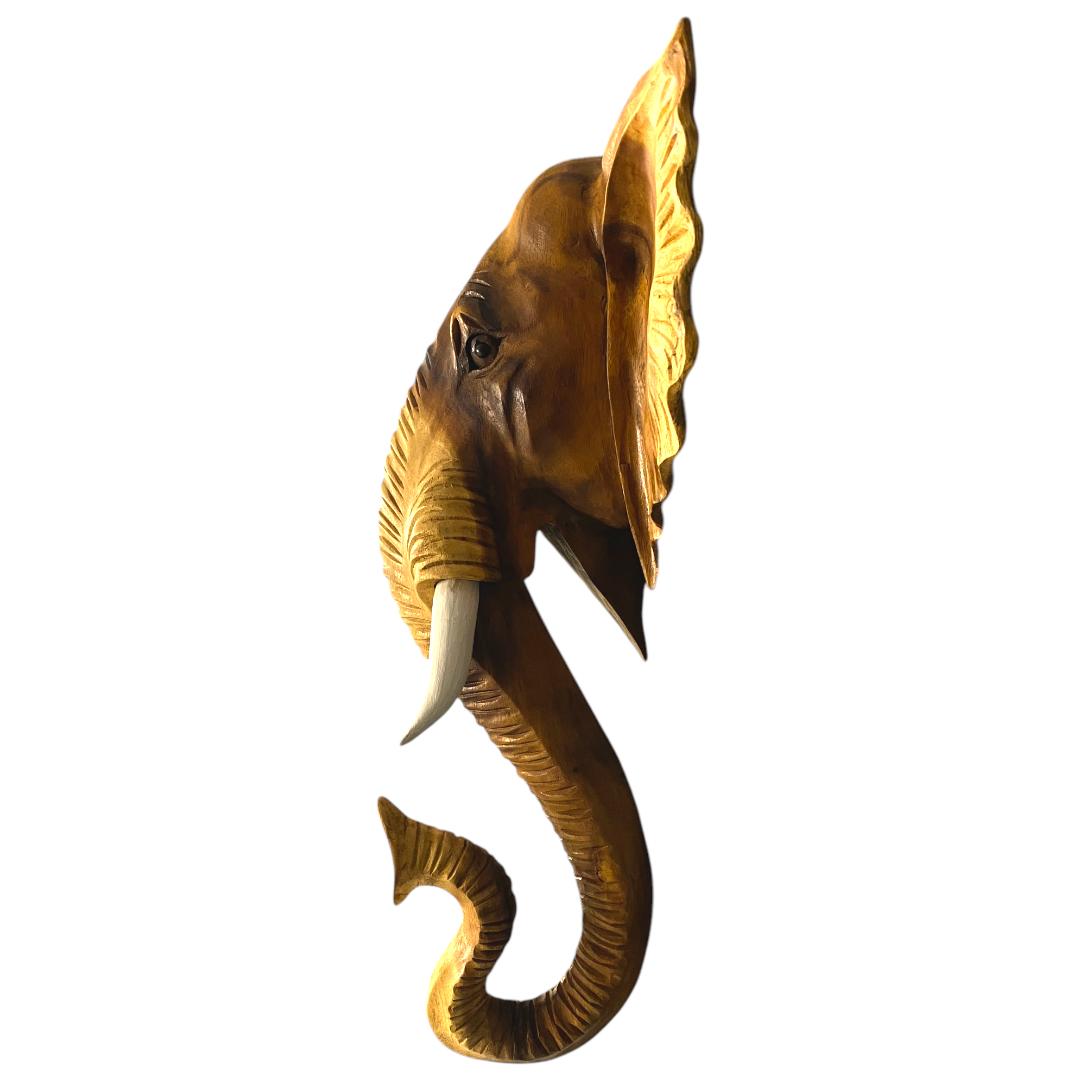 Hand-Carved Wooden Elephant Wall Sculpture – “Graceful Majesty” | Code 147