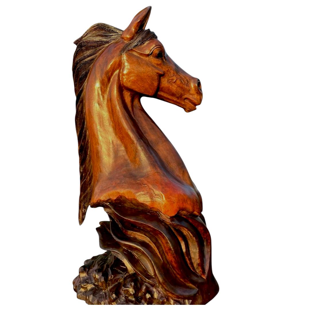 Hand-Carved Wooden Horse Sculpture – “Majestic Elegance” | Code 152