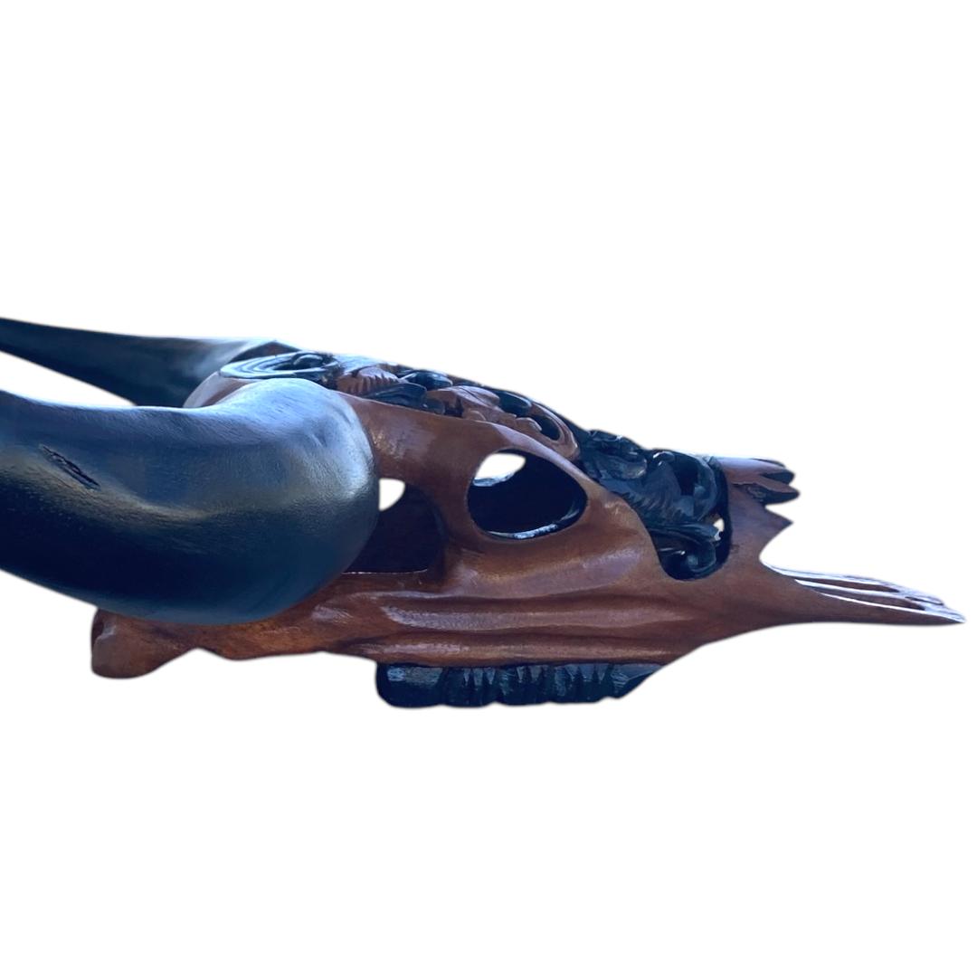 Hand-Carved Wooden Buffalo Skull – “Timeless Majesty” | Code 166