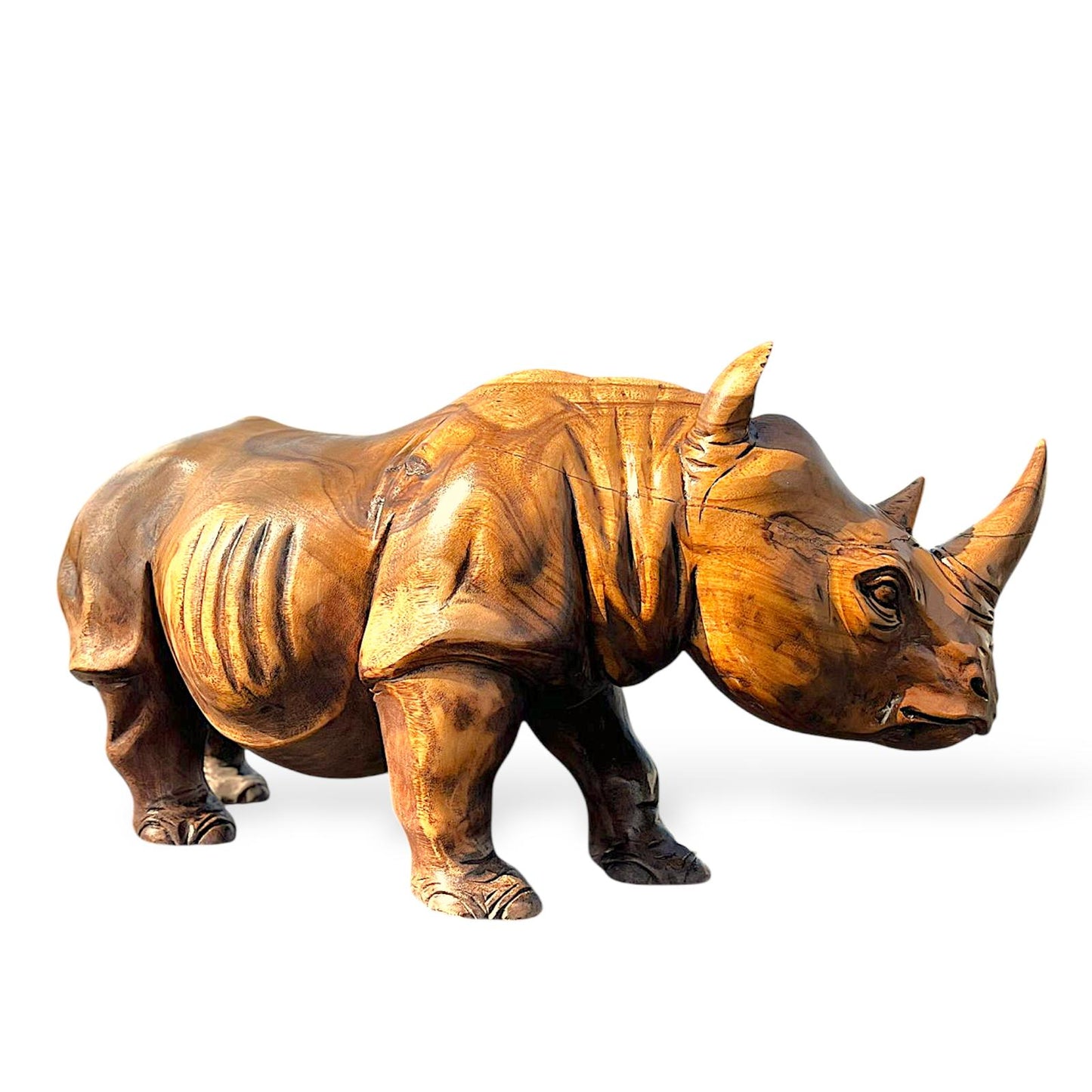 Hand-Carved Wooden Rhino Sculpture | Code 230
