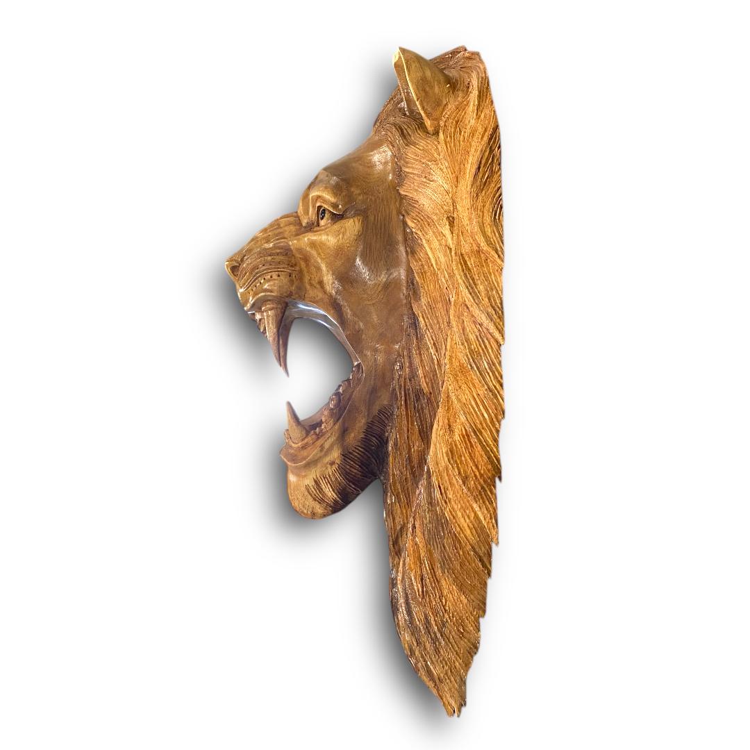 Hand-Carved Wooden Lion Wall Sculpture – “Timeless Majesty” | Code 80