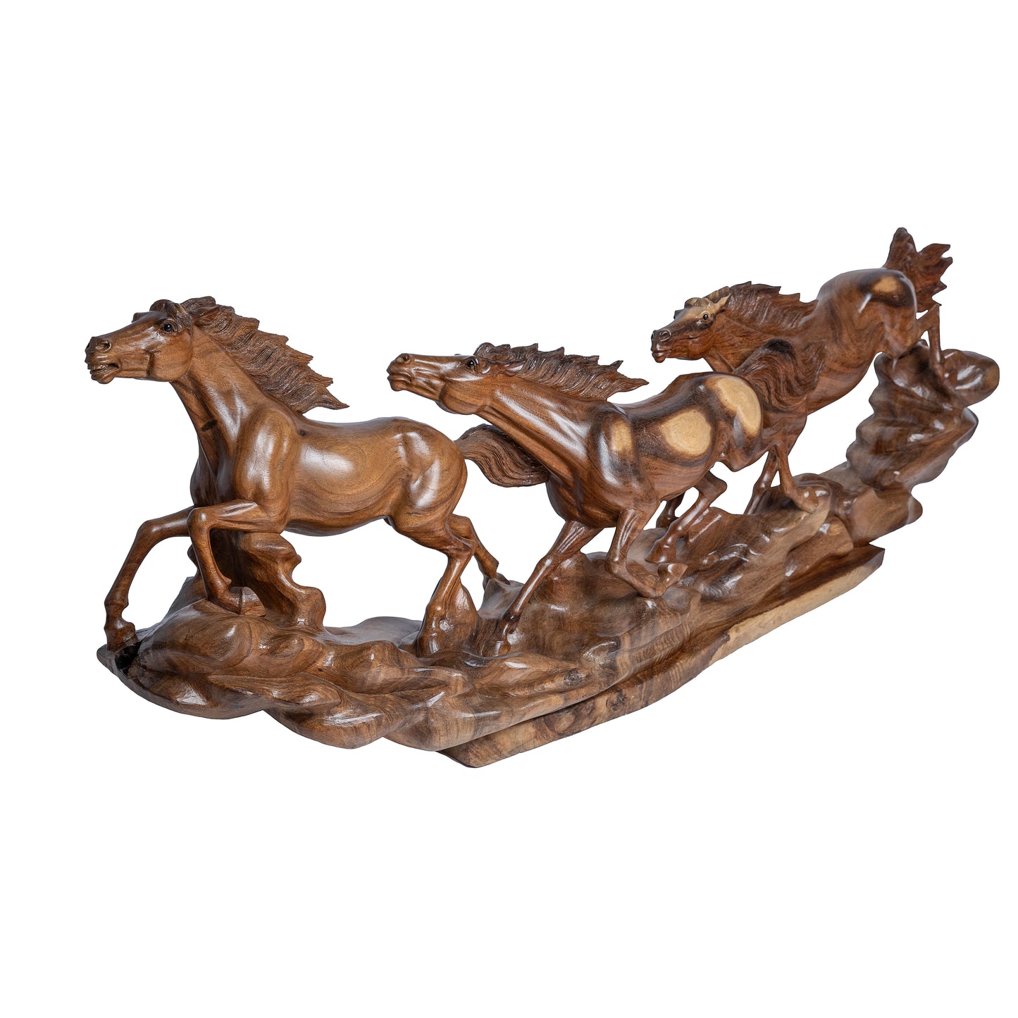 Hand-Carved Wild Horses Sculpture – “Majestic Motion” | Code 155