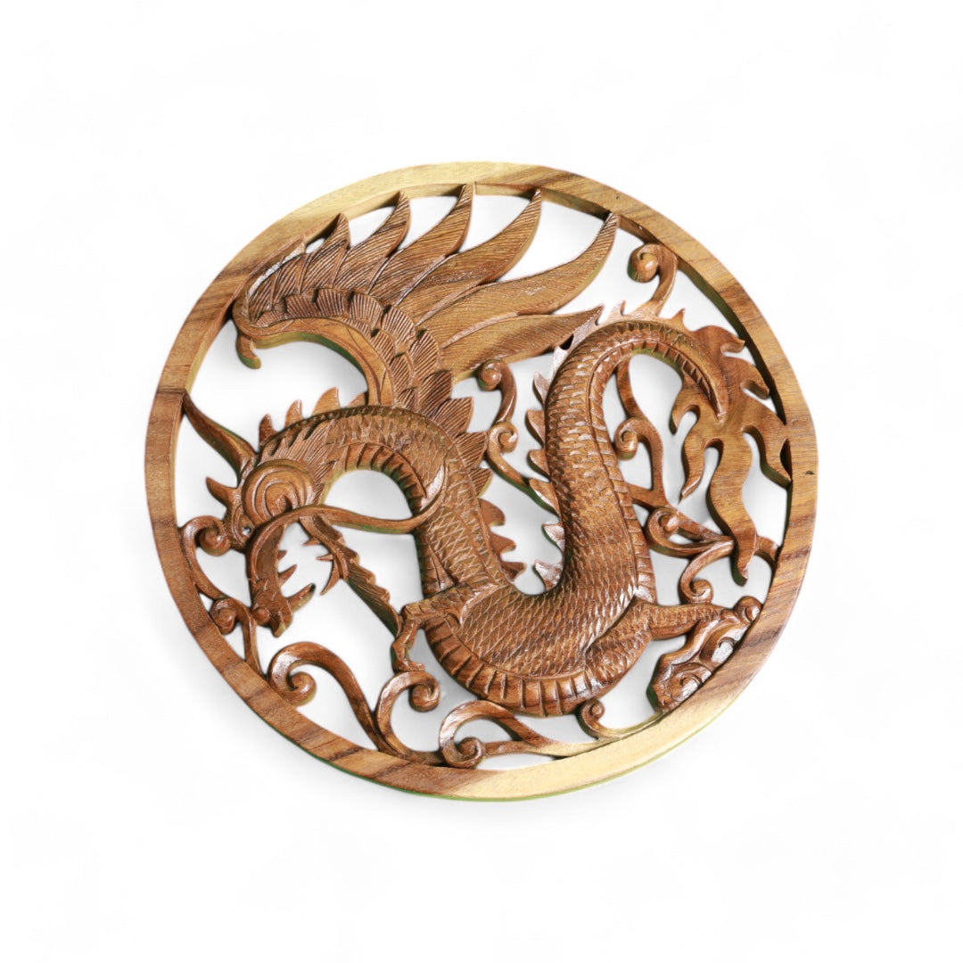 Intricately Carved Wooden Dragon Wall Art | Majestic Home Decor |Code 214