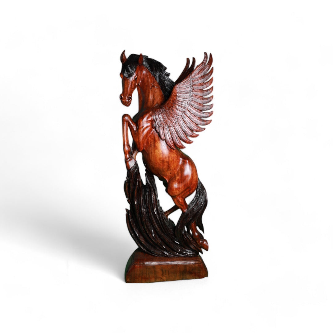 Handcrafted Decorative Wooden Pegasus Horse Sculpture | Code 6