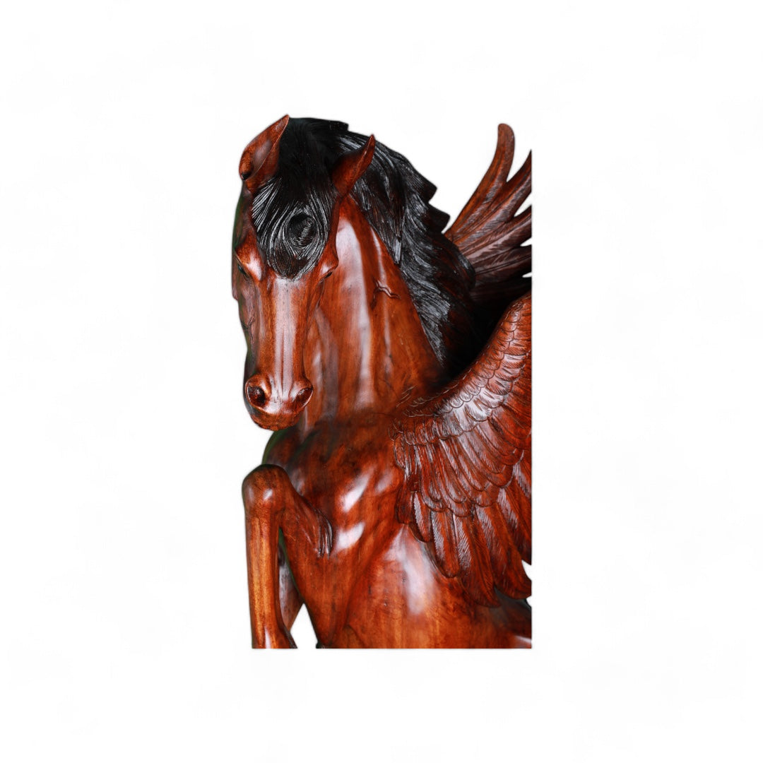 Handcrafted Decorative Wooden Pegasus Horse Sculpture | Code 6