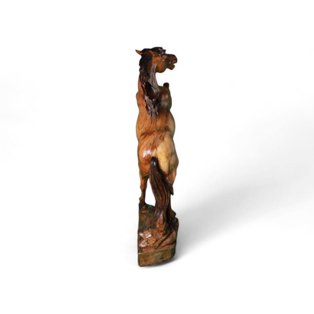 Hand-Carved Wooden Horse Sculpture – Grace in Motion | Code 7