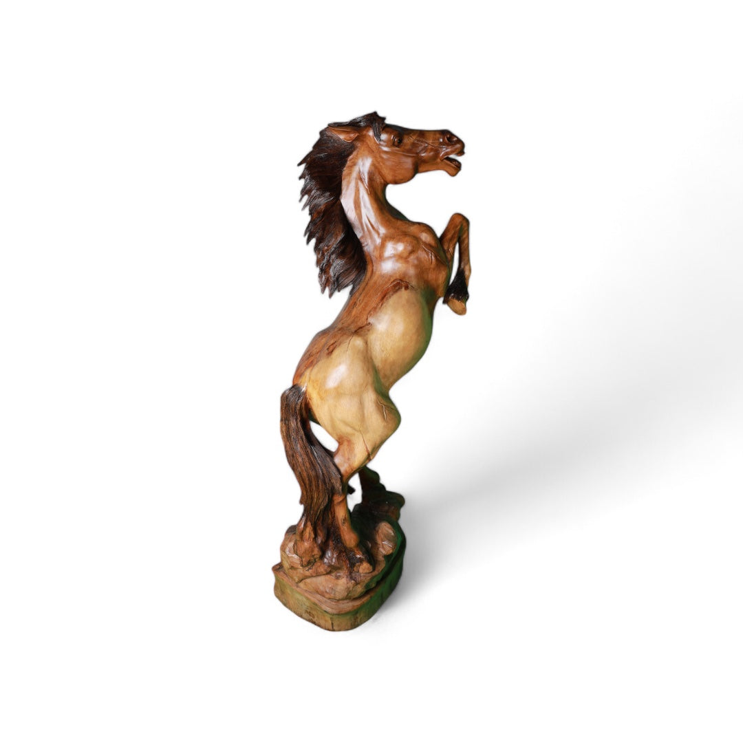 Hand-Carved Wooden Horse Sculpture – Grace in Motion | Code 7