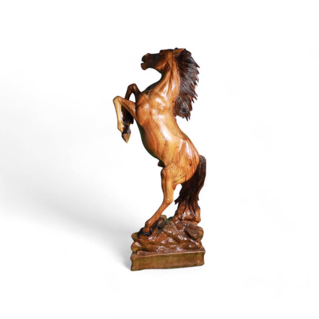 Hand-Carved Wooden Horse Sculpture – Grace in Motion | Code 7