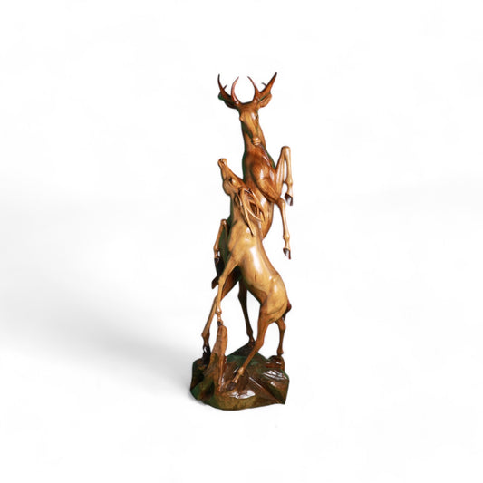 Hand-Carved Wooden Deer Sculpture |Code 18