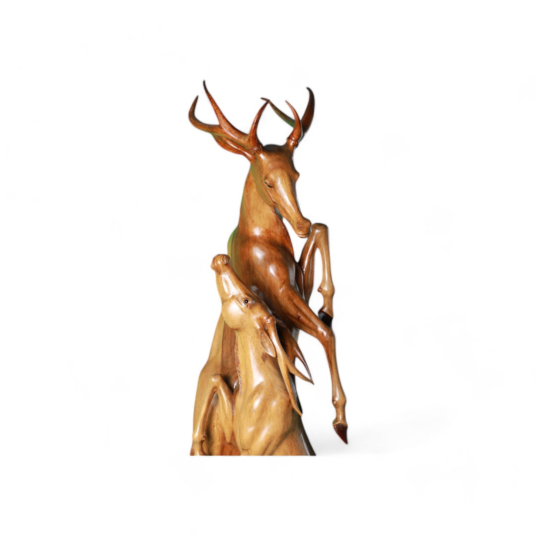 Hand-Carved Wooden Deer Sculpture |Code 18