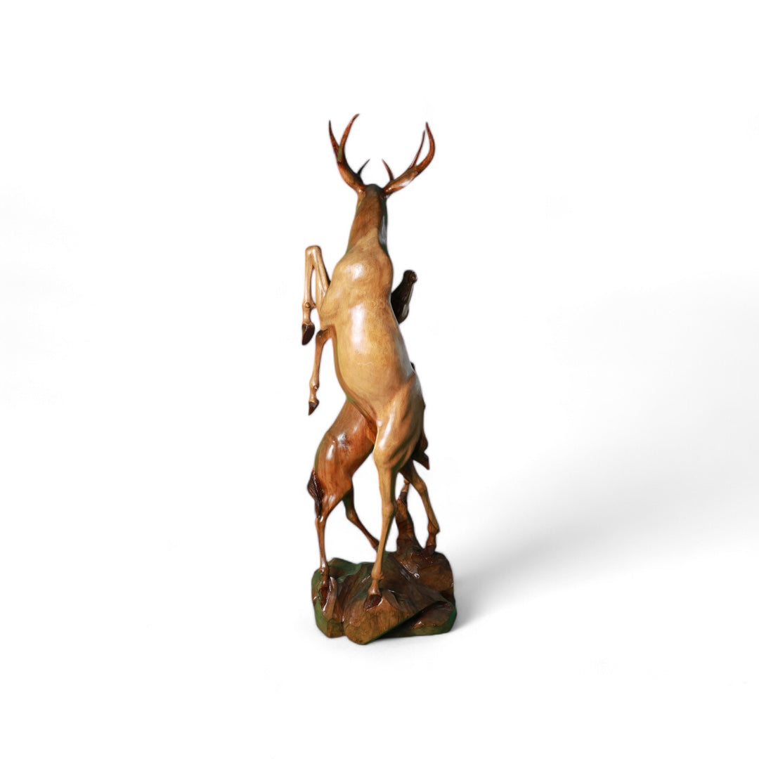 Hand-Carved Wooden Deer Sculpture |Code 18