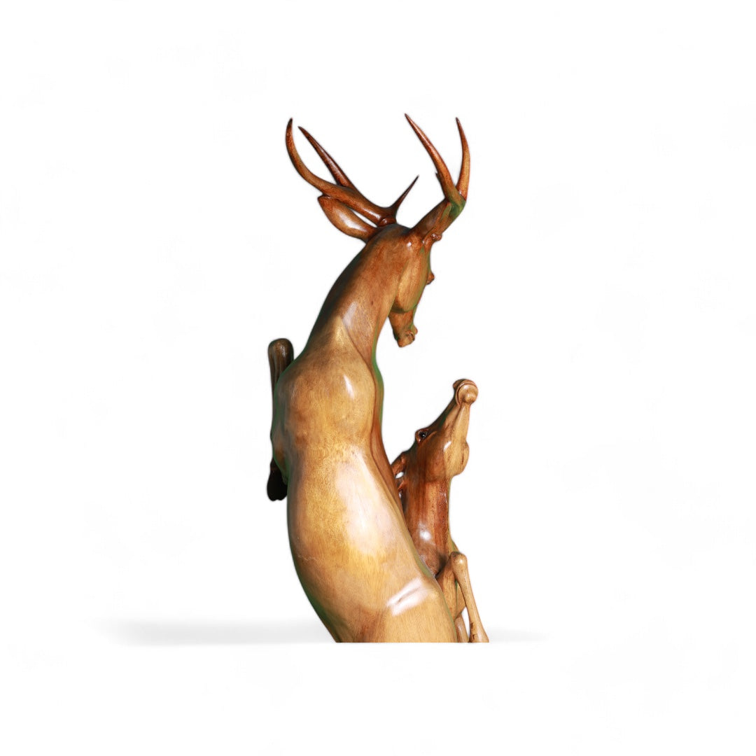 Hand-Carved Wooden Deer Sculpture |Code 18