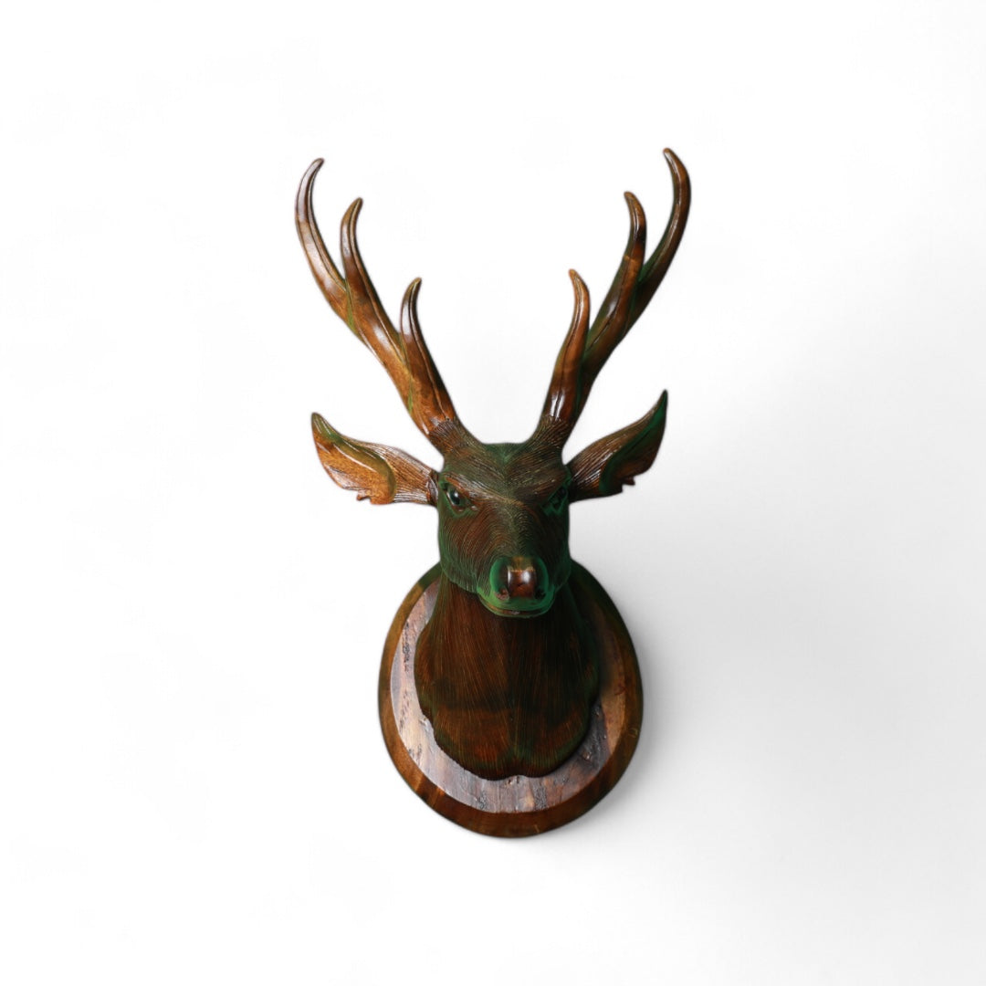 Handcrafted Wooden Deer Wall Mount Sculpture