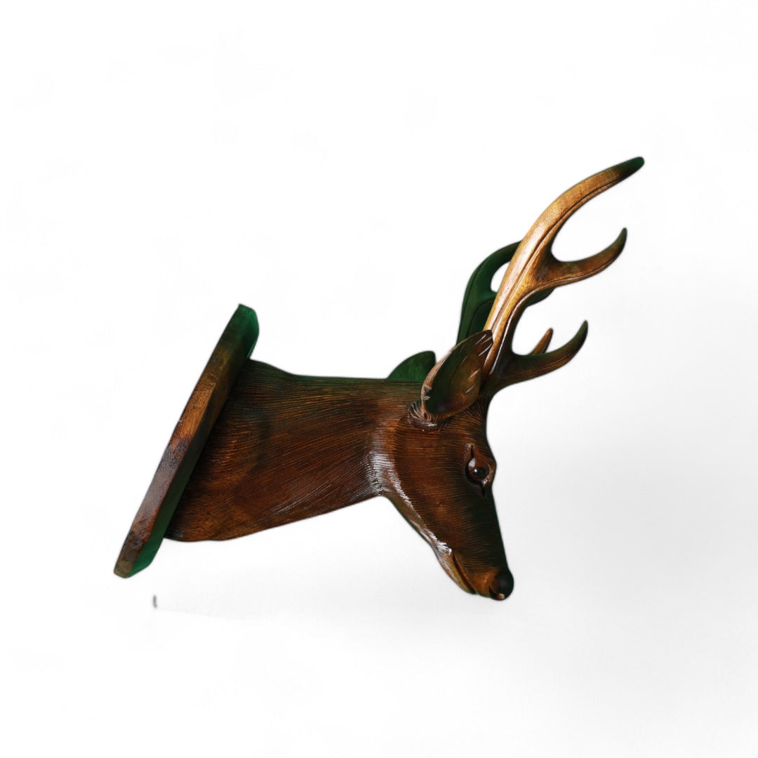 Handcrafted Wooden Deer Wall Mount Sculpture