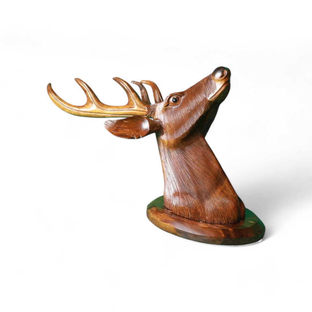 Handcrafted Wooden Deer Wall Mount Sculpture