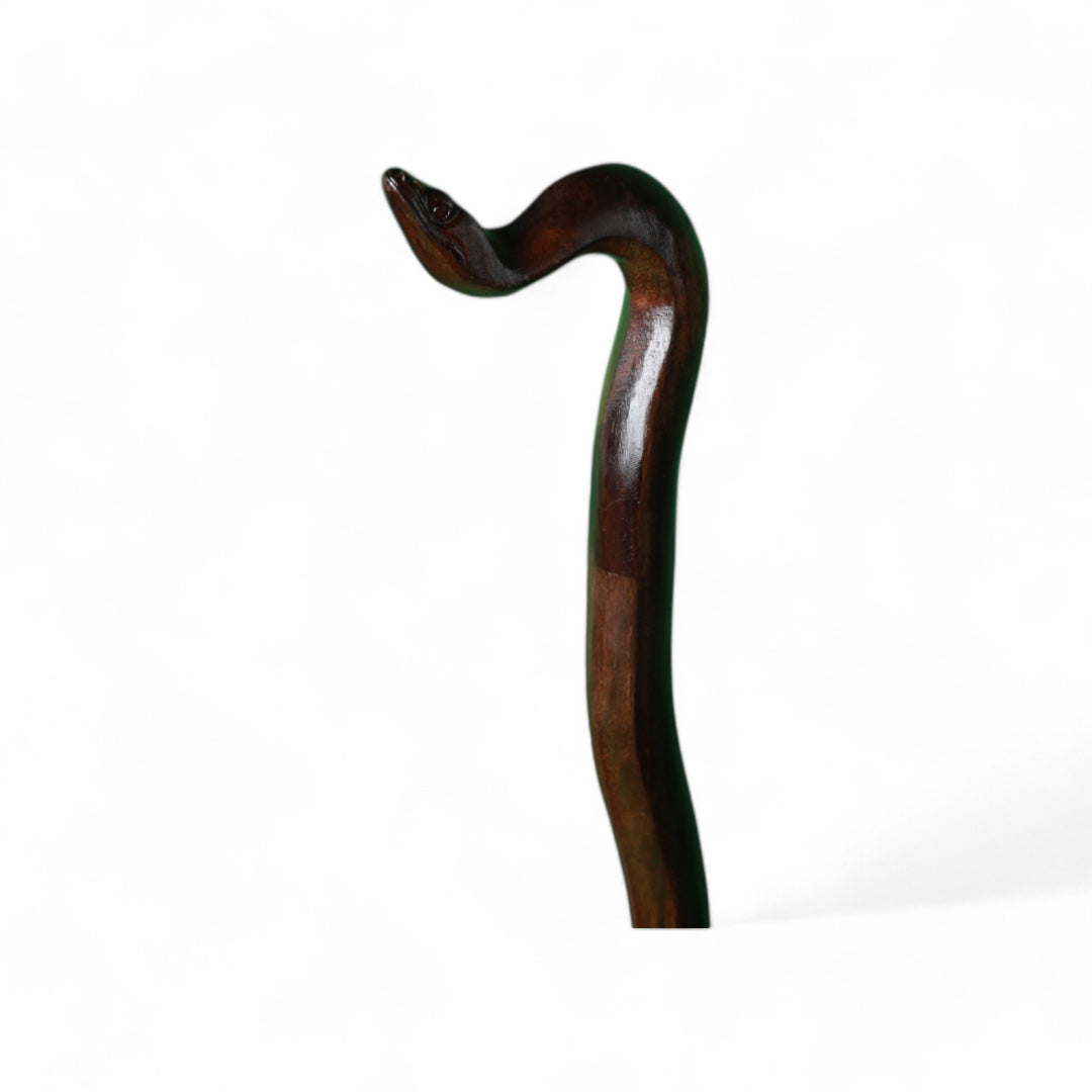 Handcrafted Wooden Walking Stick with Snake Sculpted Handle |Code 222