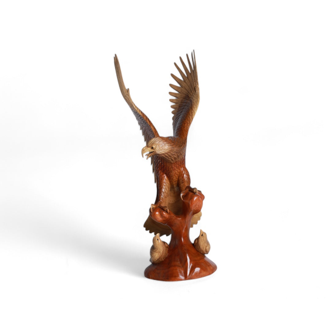 Handcrafted Wooden Eagle Sculpture-Nest