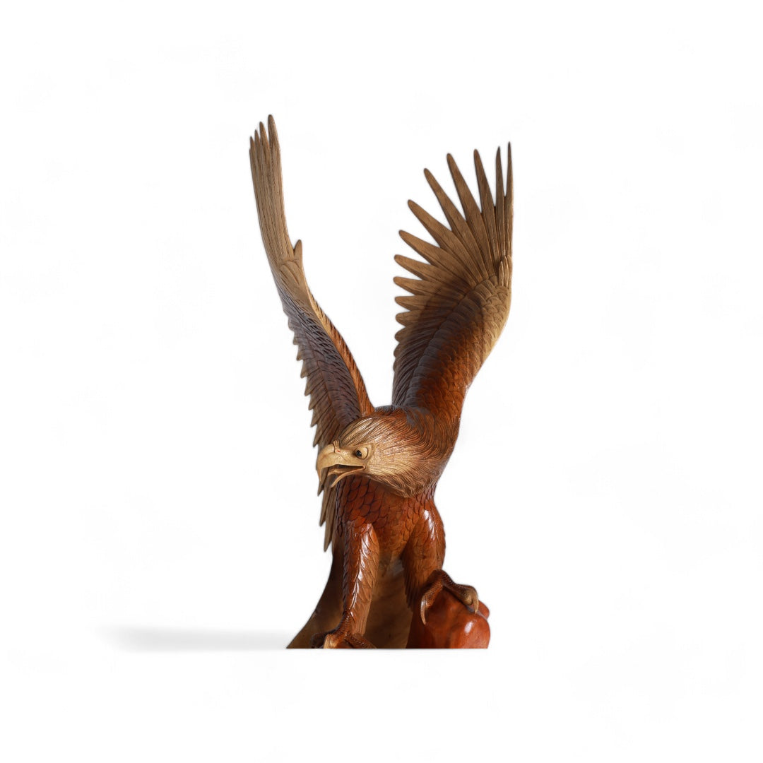 Handcrafted Wooden Eagle Sculpture-Nest