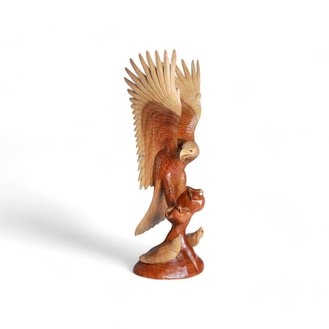 Handcrafted Wooden Eagle Sculpture-Nest