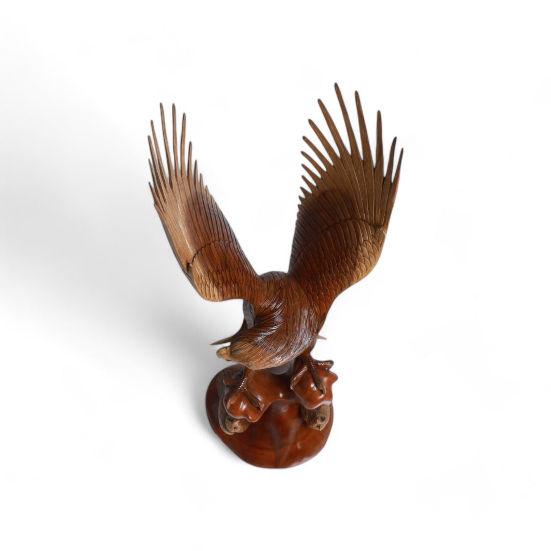 Handcrafted Wooden Eagle Sculpture-Nest