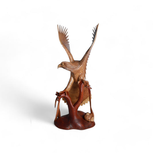 Handcrafted Wooden Sculpture - Eagle Landing