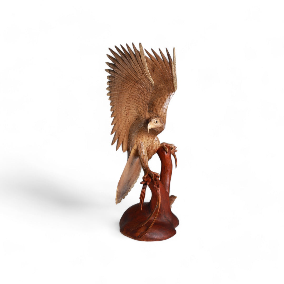 Handcrafted Wooden Sculpture - Eagle Landing