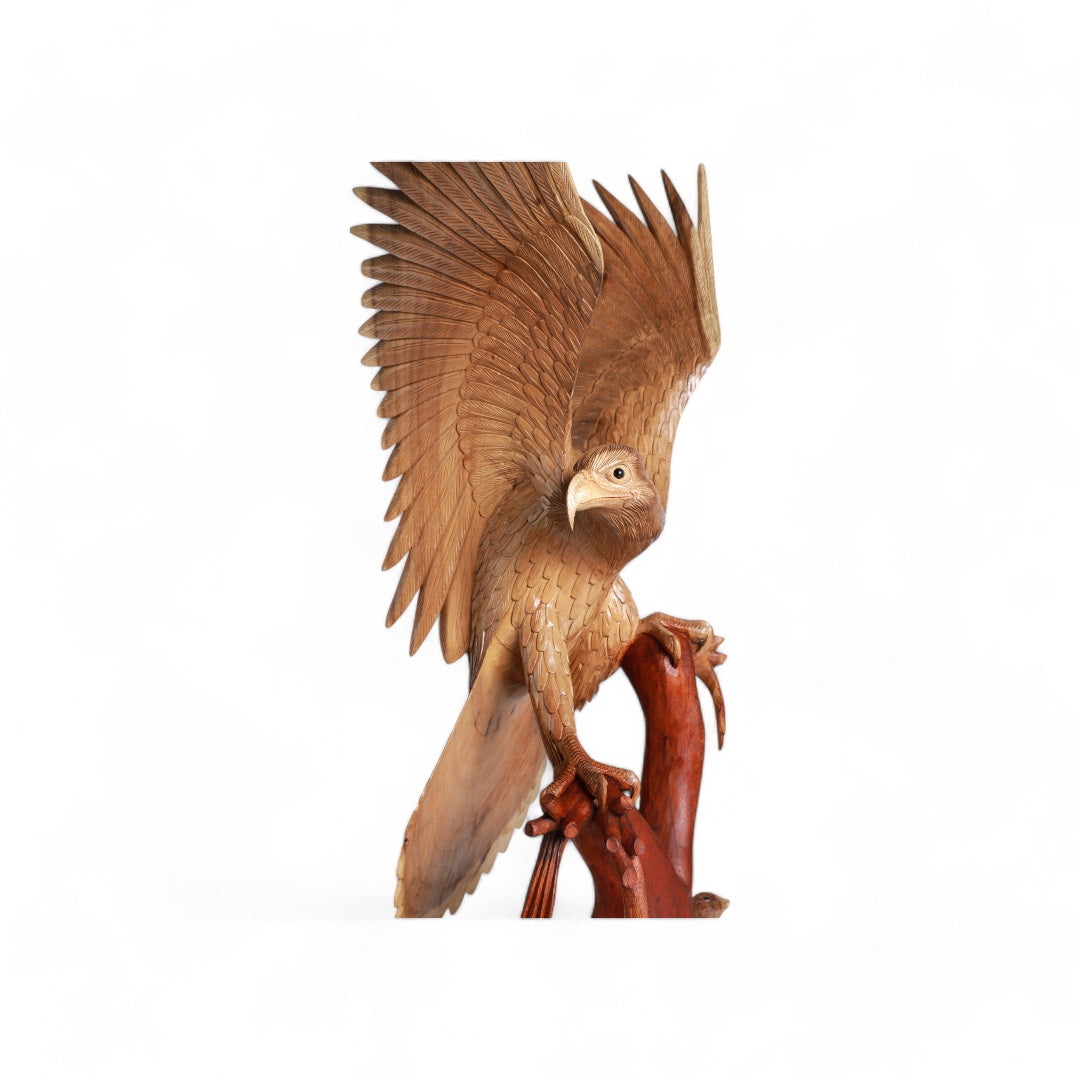 Handcrafted Wooden Sculpture - Eagle Landing