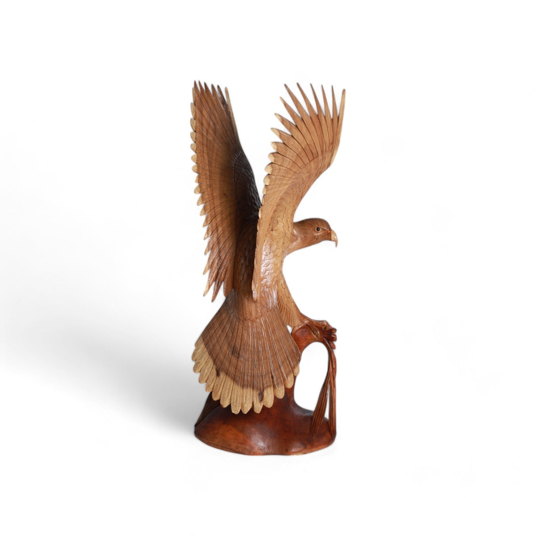 Handcrafted Wooden Sculpture - Eagle Landing