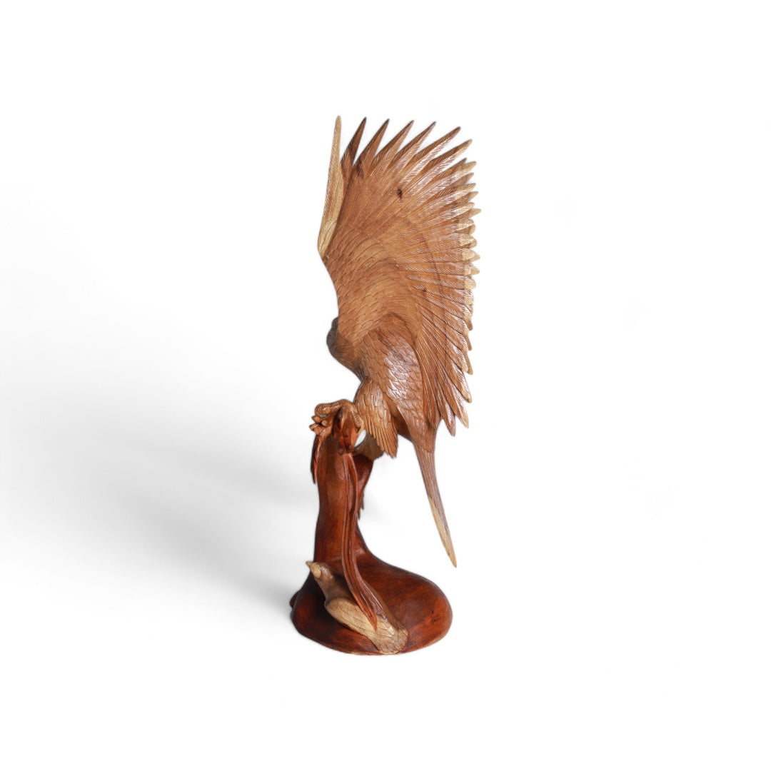 Handcrafted Wooden Sculpture - Eagle Landing