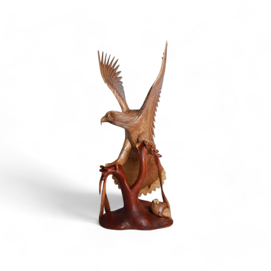 Handcrafted Wooden Sculpture - Eagle Landing