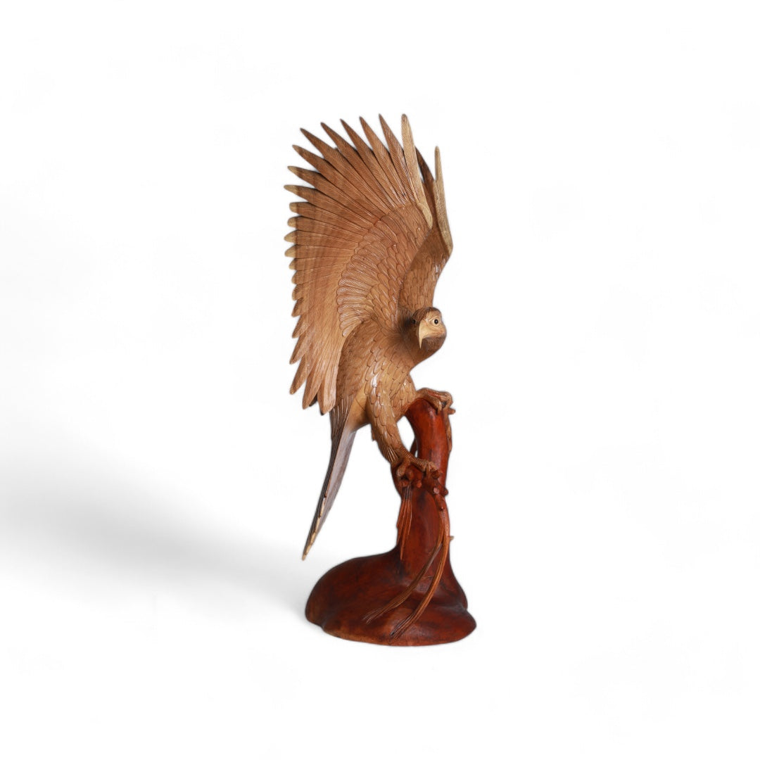 Handcrafted Wooden Sculpture - Eagle Landing