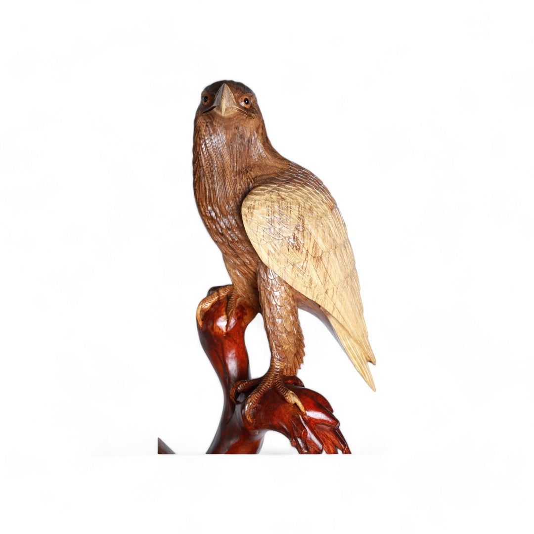 Handcrafted Decorative Wood Falcon Sculpture