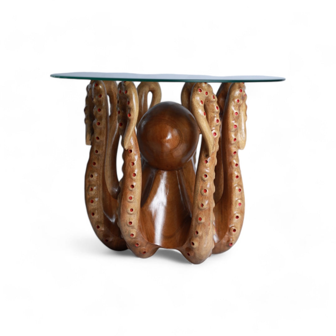 Handcrafted Decorative Wood Table with Octopus Sculpture Design |Code 67