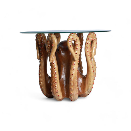 Handcrafted Decorative Wood Table with Octopus Sculpture Design |Code 67