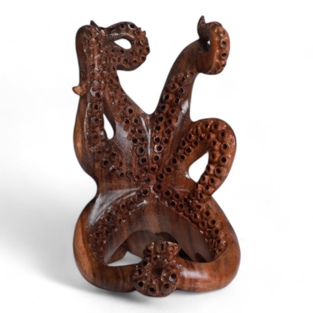 Hand-Carved Wooden Octopus Bottle Holder | Code 104