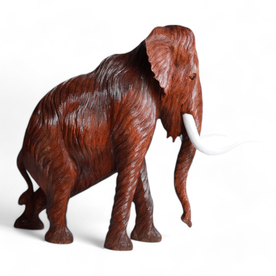 Handcrafted Wooden Mammoth Sculpture - Nature’s Majestic Prehistoric Art