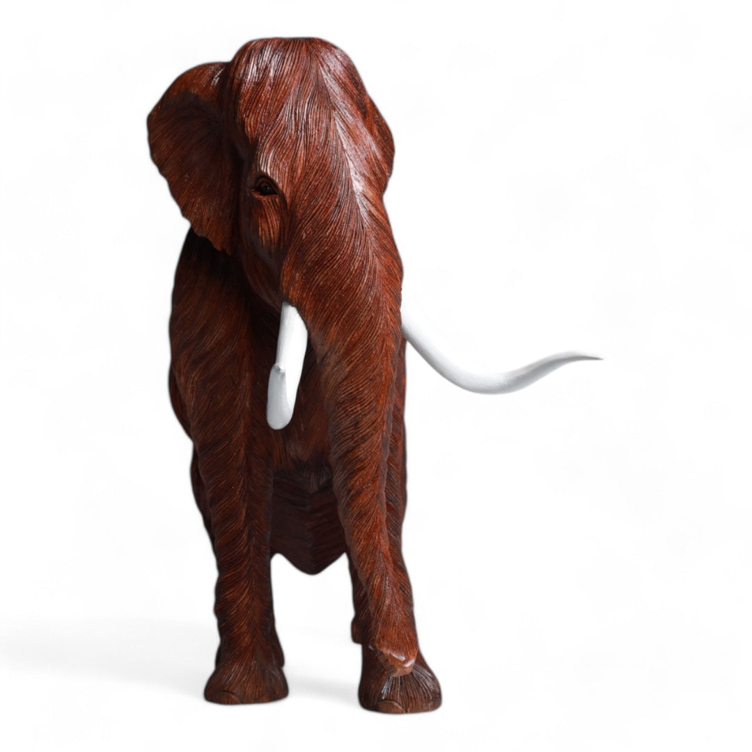 Handcrafted Wooden Mammoth Sculpture - Nature’s Majestic Prehistoric Art