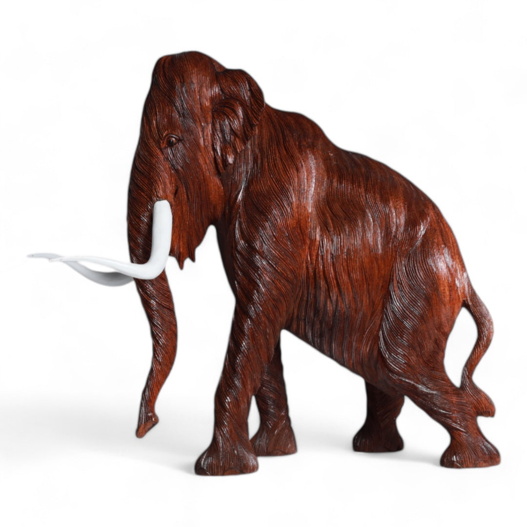 Handcrafted Wooden Mammoth Sculpture - Nature’s Majestic Prehistoric Art