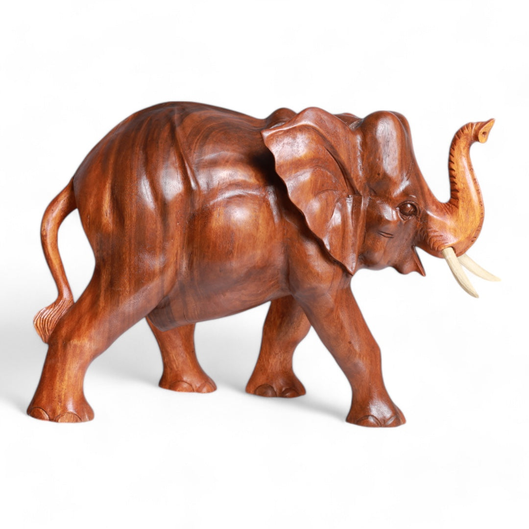 Hand-Carved Wooden Elephant Sculpture