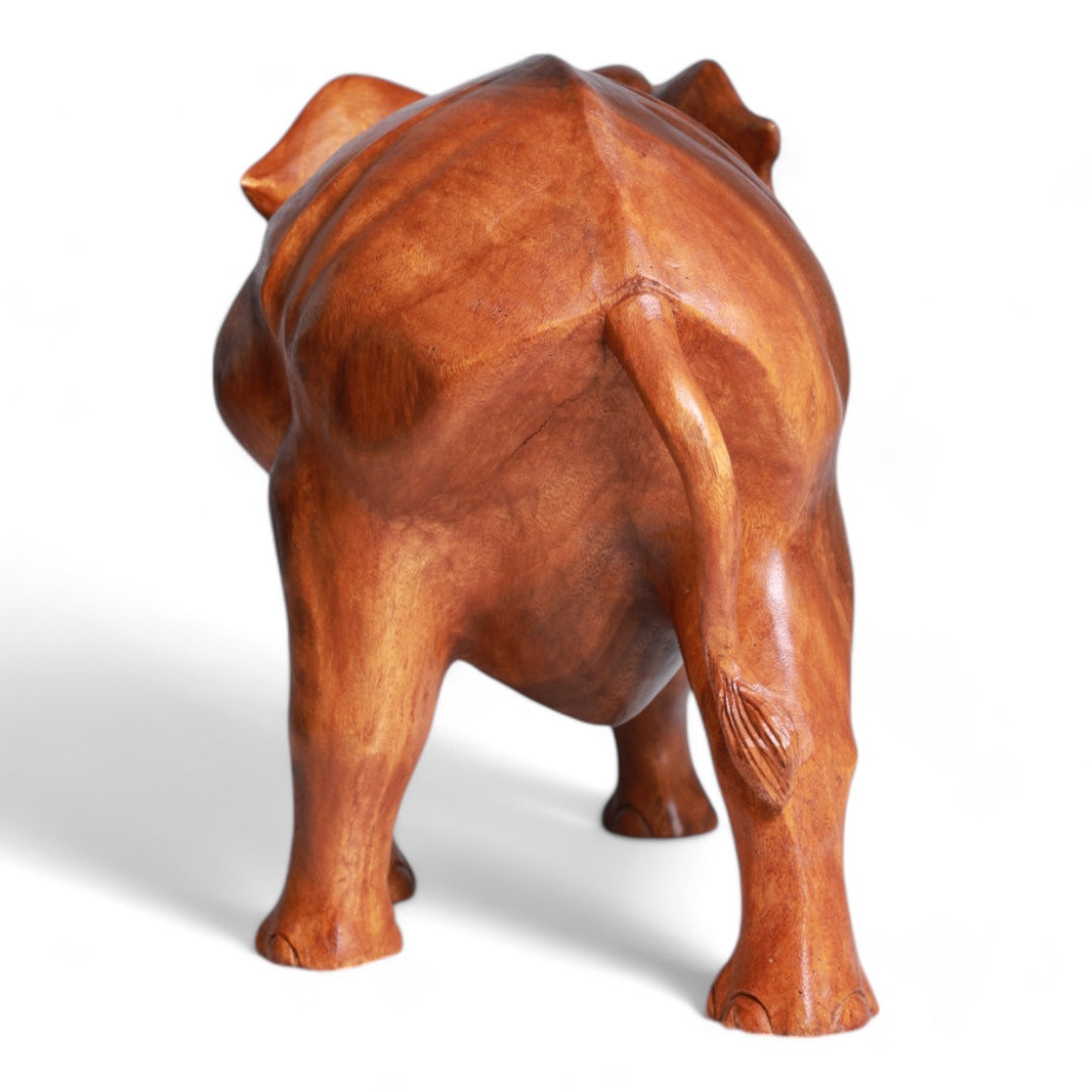 Hand-Carved Wooden Elephant Sculpture