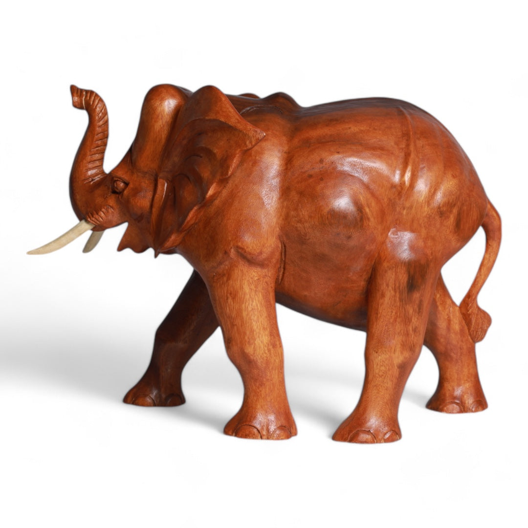 Hand-Carved Wooden Elephant Sculpture