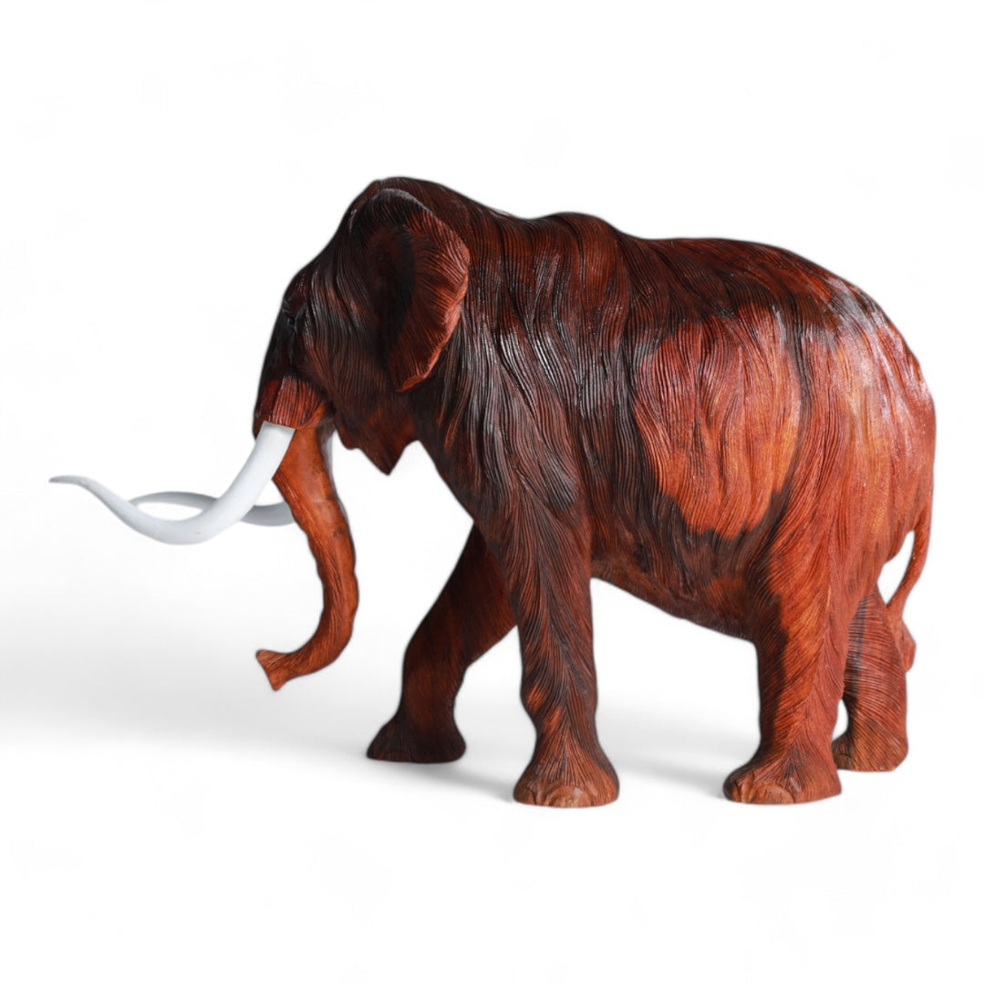 Handcrafted Wooden Elephant Sculpture - Carved from a Single Piece of Wood | Code 75-1