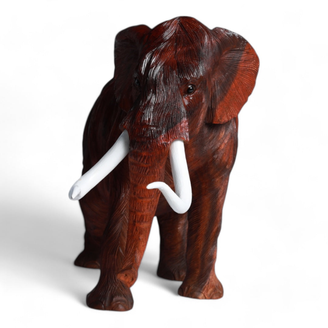 Handcrafted Wooden Elephant Sculpture - Carved from a Single Piece of Wood | Code 75-1