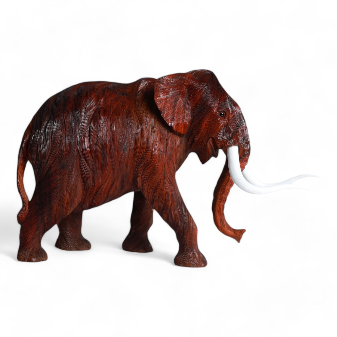 Handcrafted Wooden Elephant Sculpture - Carved from a Single Piece of Wood | Code 75-1