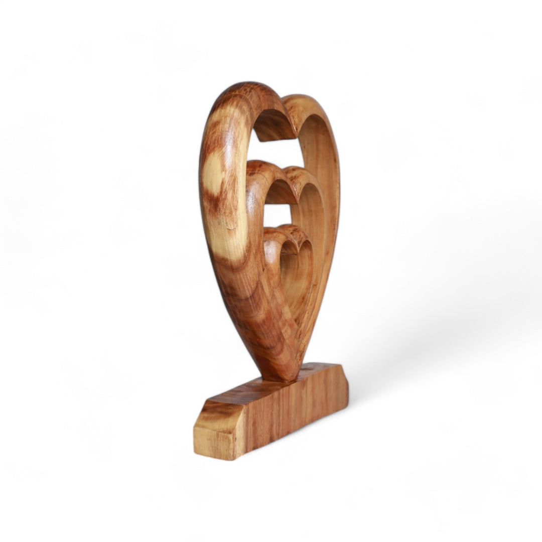 Hand-Carved Wooden Heart Sculpture | Code 203