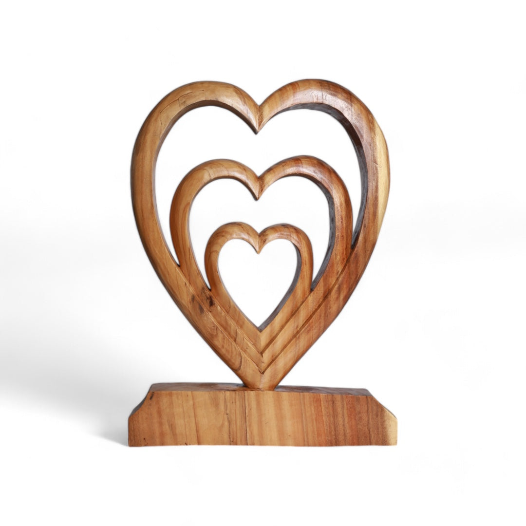 Hand-Carved Wooden Heart Sculpture | Code 203