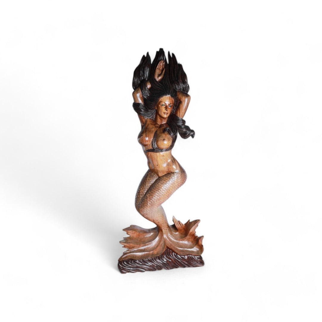 Hand-carved Wooden Mermaid Sculpture |Code 9